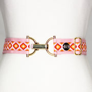 Pink moroccan belt with 1.5" gold clip clasp by KF Clothing