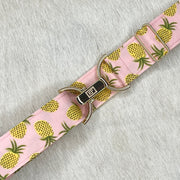 Pink Pineapple belt with 1.5" gold clip buckle by KF Clothing