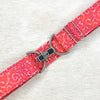 Red scroll belt with 1.5" silver clip buckles by KF Clothing
