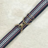 Red, white, blue triangle belt with 1.5" gold clip buckle by KF Clothing