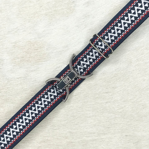 Red, white, blue triangle belt with 1.5" silver clip buckle by KF Clothing