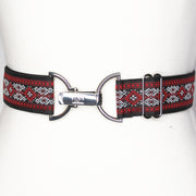 Red aztec belt with 1.5" silver clip buckle by KF Clothing