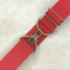 Red elastic belt with 1.5" gold clip clasp by KF Clothing