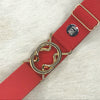 Red elastic belt with 1.5" bright gold interlocking clasp by KF Clothing