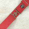 Red elastic belt with 1.5" gold surcingle clasp by KF Clothing