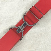 Red elastic belt with 1.5" silver clip clasp by KF Clothing
