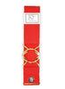 Red elastic belt with 2" gold interlocking clasp by KF Clothing