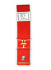 Red elastic belt with 2" gold surcingle clasp by KF Clothing
