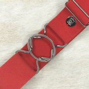Red elastic belt with 2" silver interlocking clasp by KF Clothing