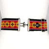 Red flourish adjustable belt with silver surcingle clasp by KF Clothing