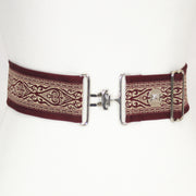 Red Hearts belt with  2" silver surcingle buckle by KF Clothing