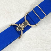 Royal Blue elastic belt with 1.5" gold clip buckle by KF Clothing
