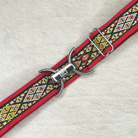 Royal flush in red belt with 1.5" silver clip buckle by KF Clothing