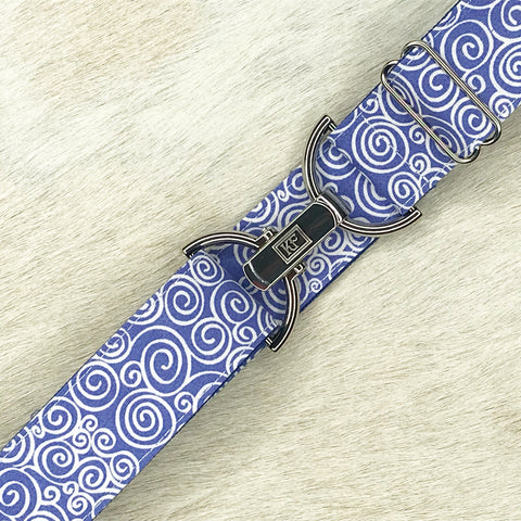 Royal swirl belt with 1.5" silver clip buckle by KF Clothing