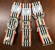 Tan stripe belt 1.5" silver buckle group