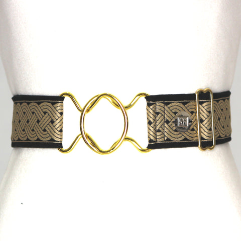 Tan celtic rope belt with 2" gold interlocking buckle by KF Clothing
