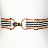 Tan stripe belt with 1.5" gold clip buckle by KF Clothing