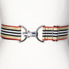 Tan stripe belt with 1.5" silver clip buckle by KF Clothing
