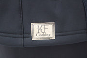 Tan suede logo on black soft shell vest by KF Clothing