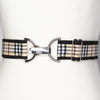 Tan plaid belt with 1.5" silver clip buckle by KF Clothing