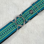 Teal Ziggy belt with 2" silver interlocking buckle by KF Clothing