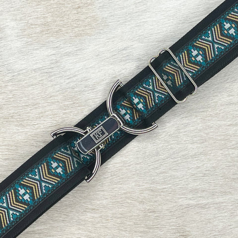 Teal inca belt with 1.5" Silver clip buckle by KF Clothing