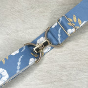 White floral belt with 1.5" gold clip buckle by KF Clothing