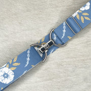 White floral belt with 1.5" silver clip buckle by KF Clothing