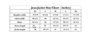 DENIM JACKET SIZE CHART KF CLOTHING